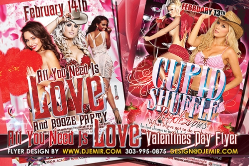 Valentine's Day Party Flyer Design Denver Colorado Springs CO